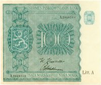 100 Markkaa 1945 Litt.A A2948169 kl.8